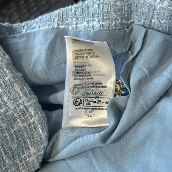 Anthropologie Maeve Sleeveless Tweed Blazer Mini Dress Light Blue Sz 6 NEW - Picture 12 of 14